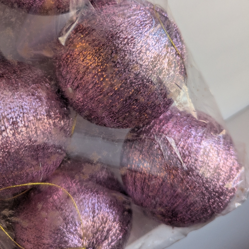 Retro Pink Metallic Ornaments Set Of 6